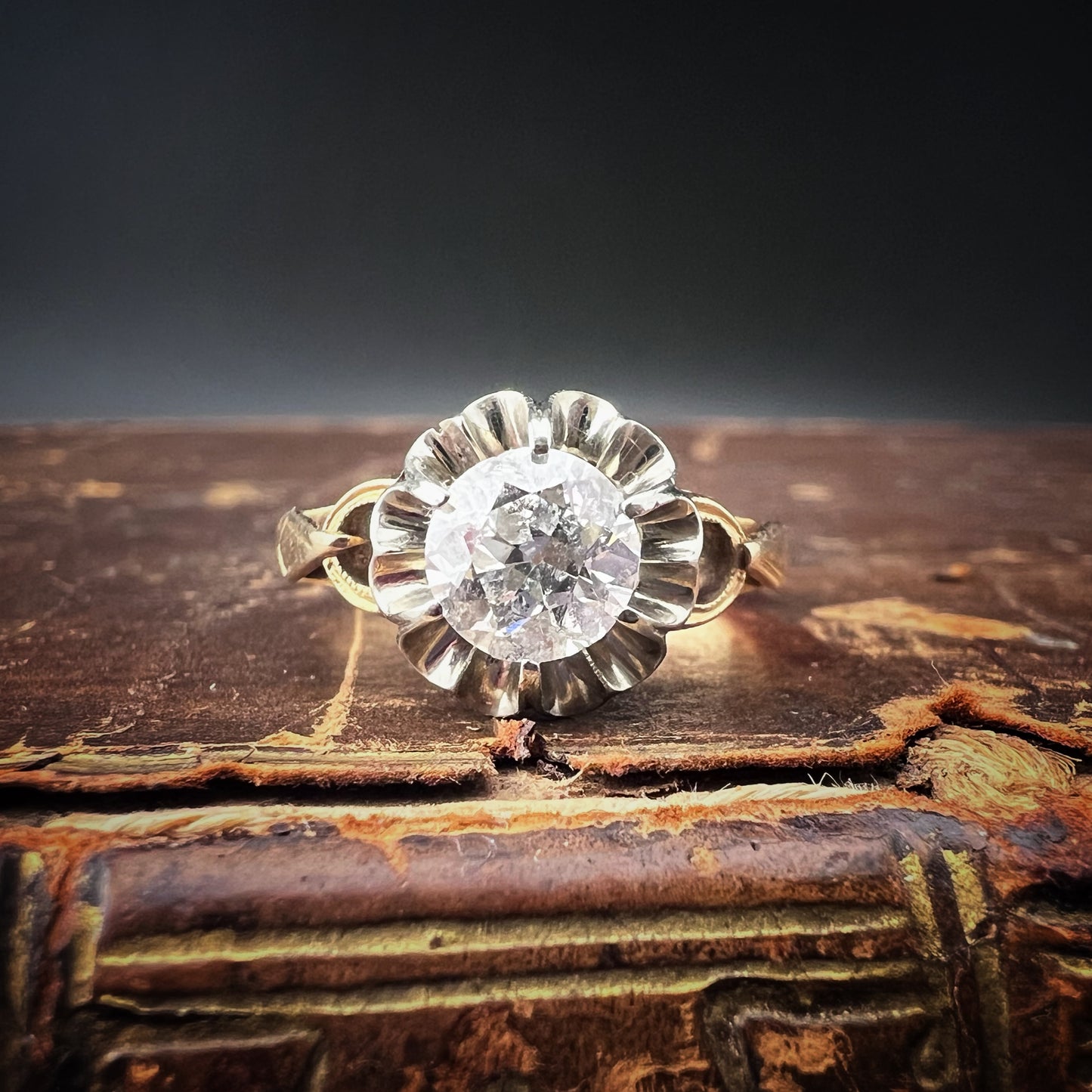 Solitärring aus 18 Karat Gold, Italien, ca. 1930