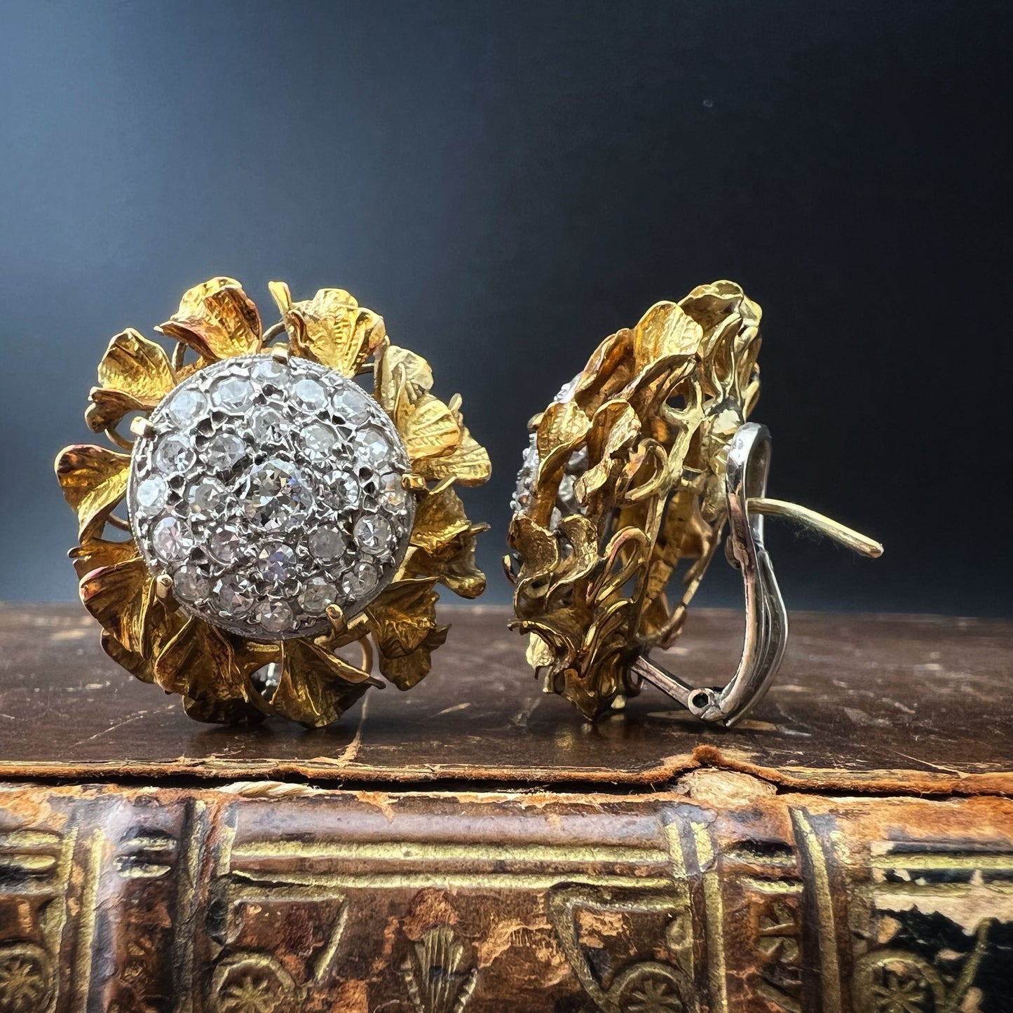 Pair of gold and diamond earrings from the 1950s and 1960s