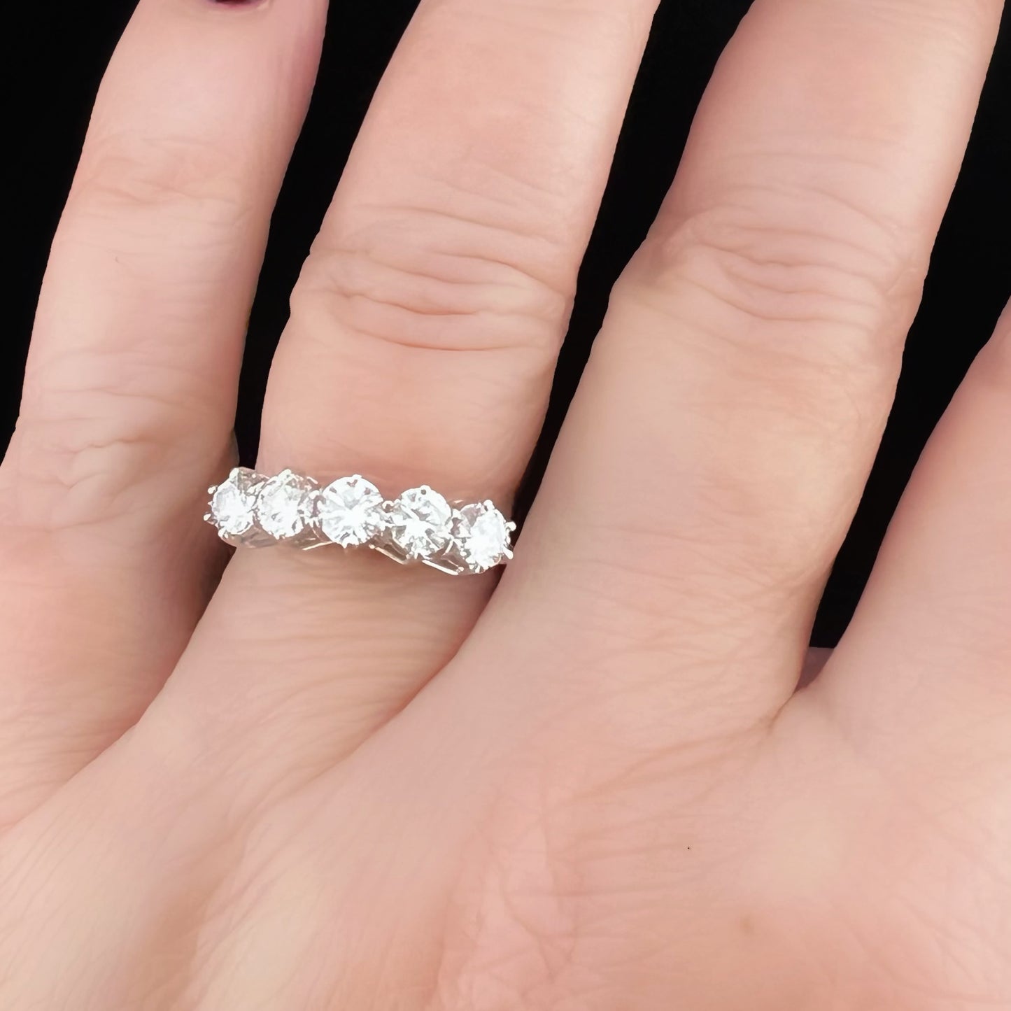 Anello vintage in oro bianco 18 carati e diamanti IF VS - GH 1 ct totale