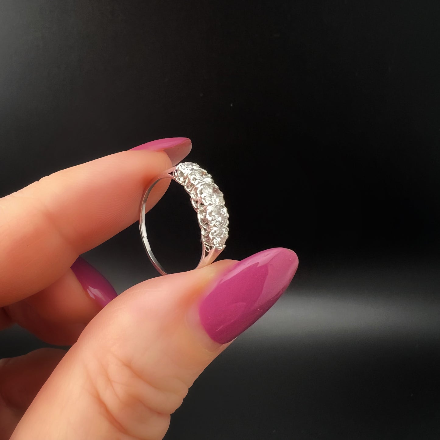 Platinum Ring with Old Mine Cut Diamonds