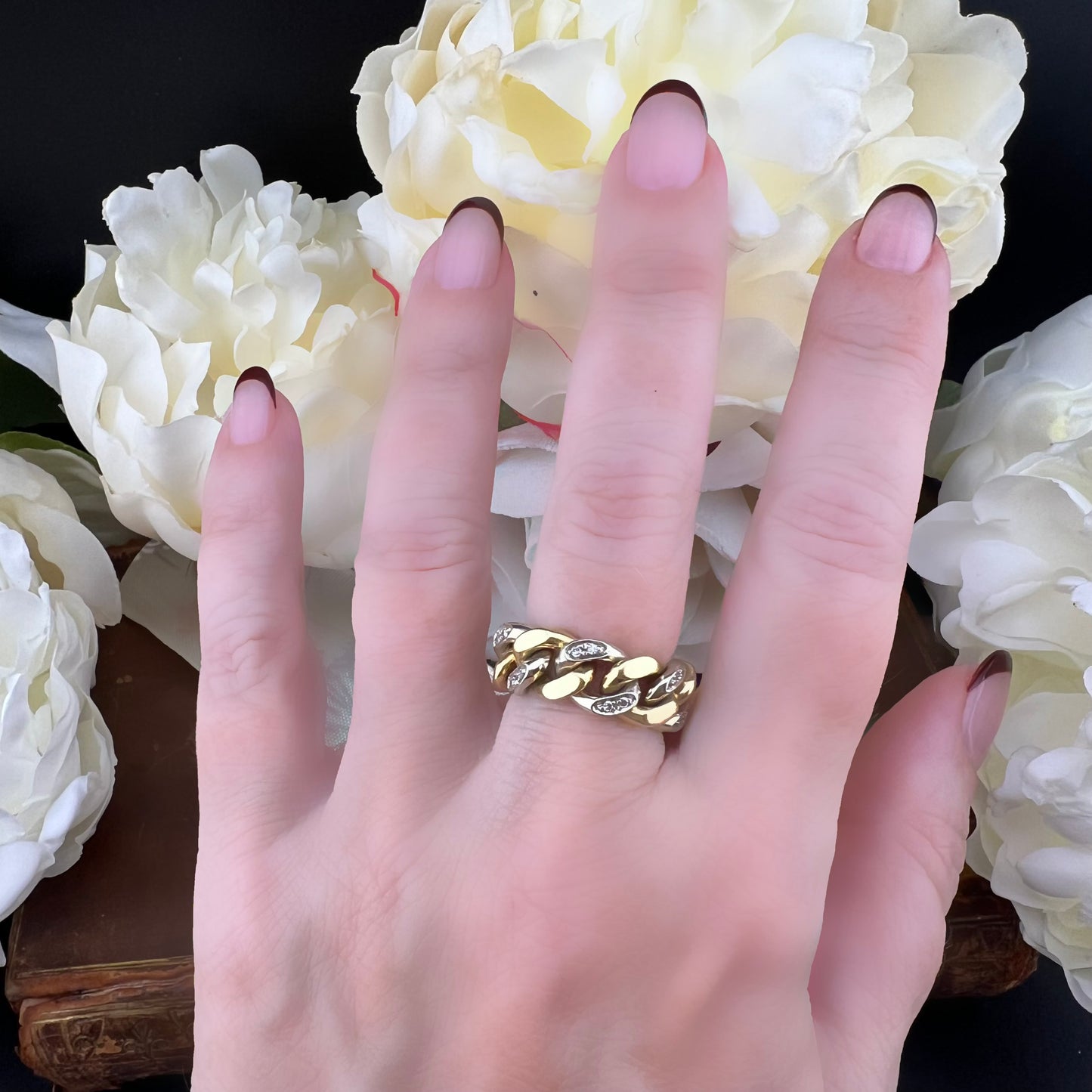 Anello a Maglie con Diamanti – Oro Giallo 18 ct, Italia, Anni ’70-’80