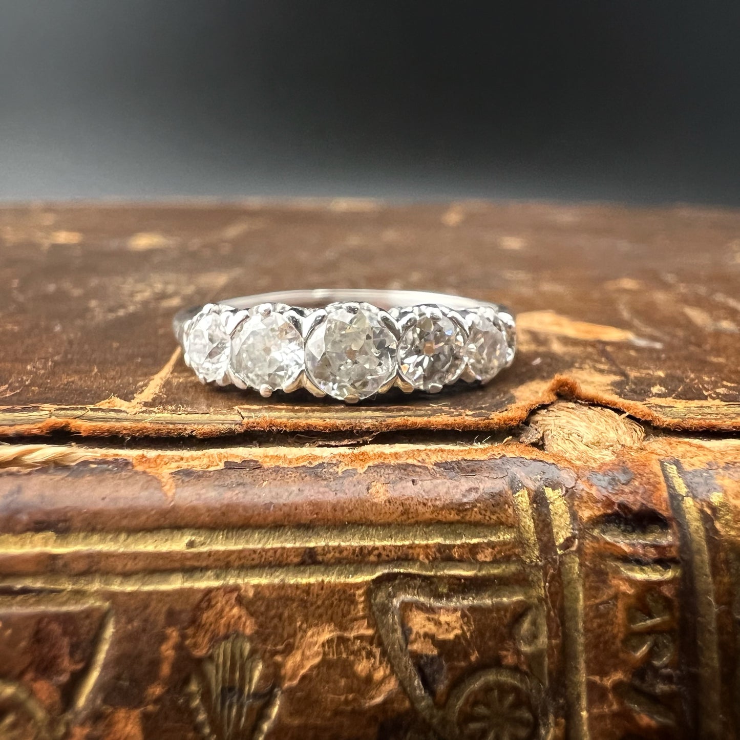 Platinum Ring with Old Mine Cut Diamonds