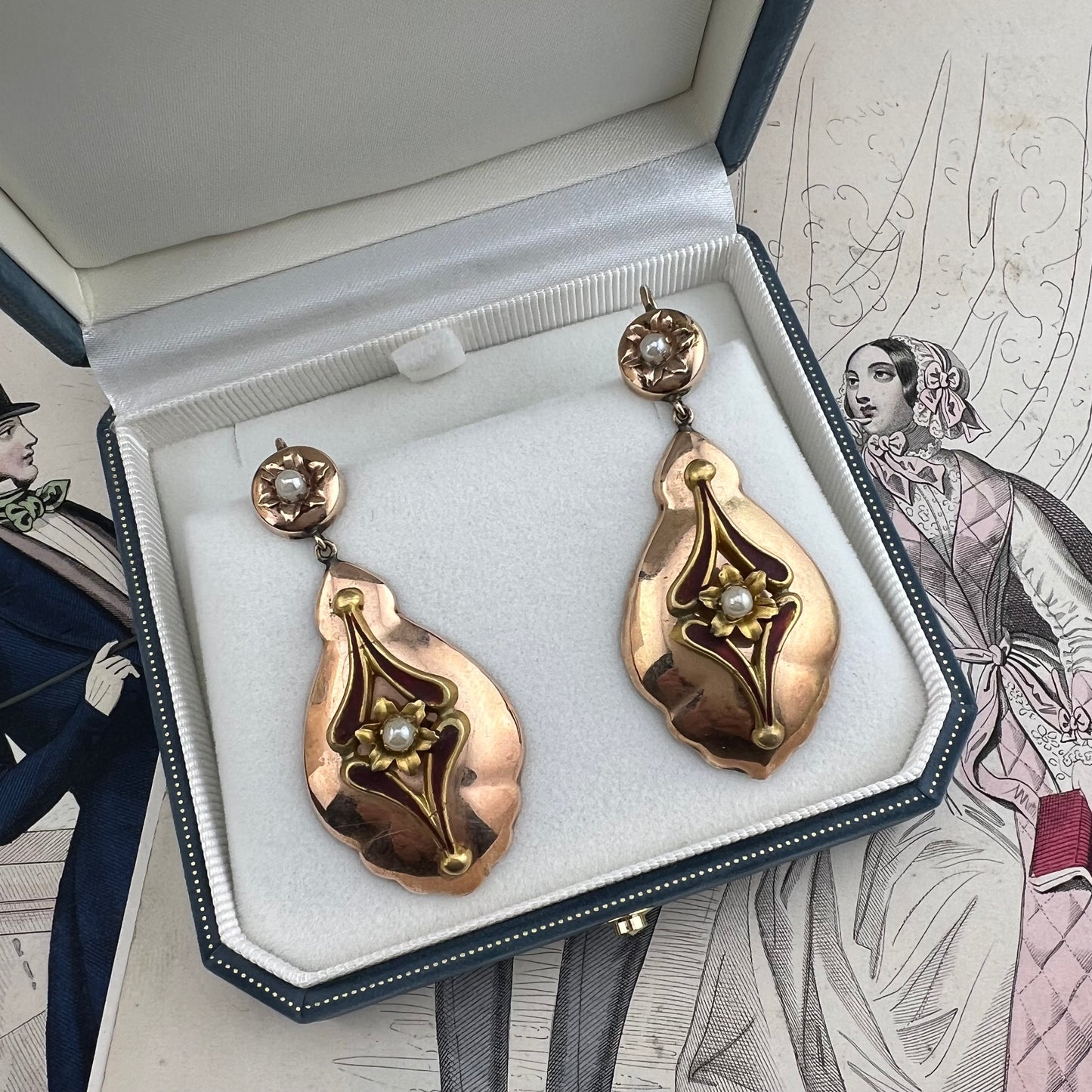 Orecchini Borbonici con Perle — Regno delle Due Sicilie, metà ‘800