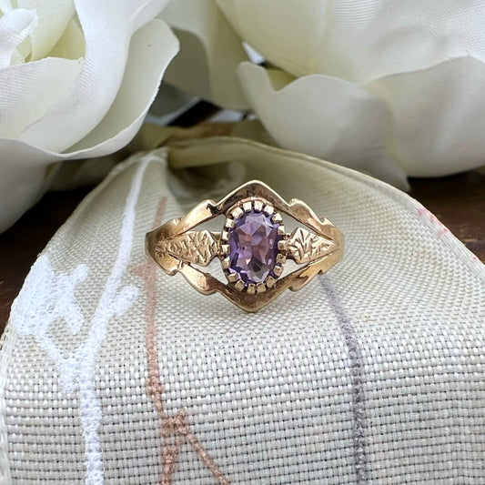 Anello vintage chevalier con ametista