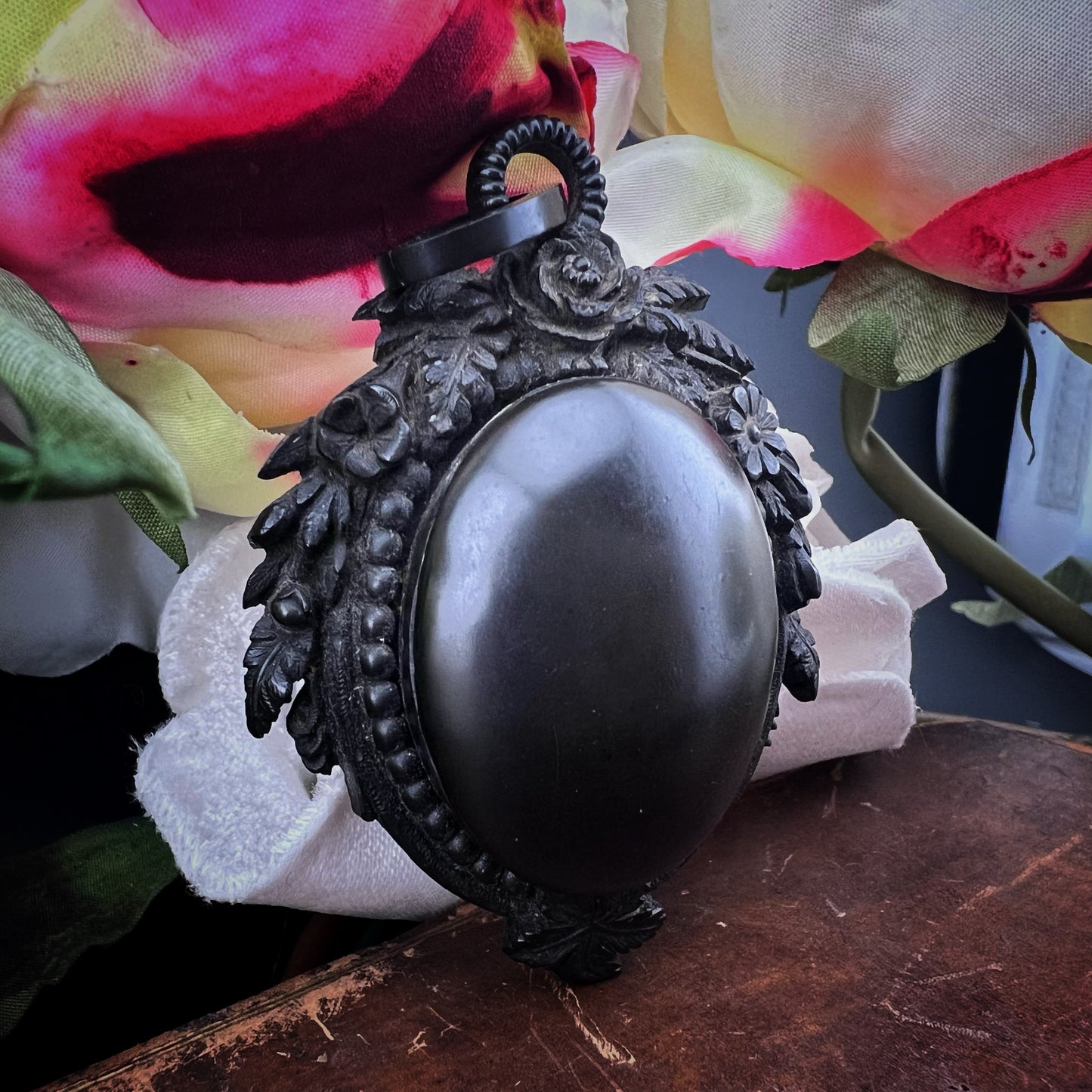 Victorian era vulcanite mourning locket