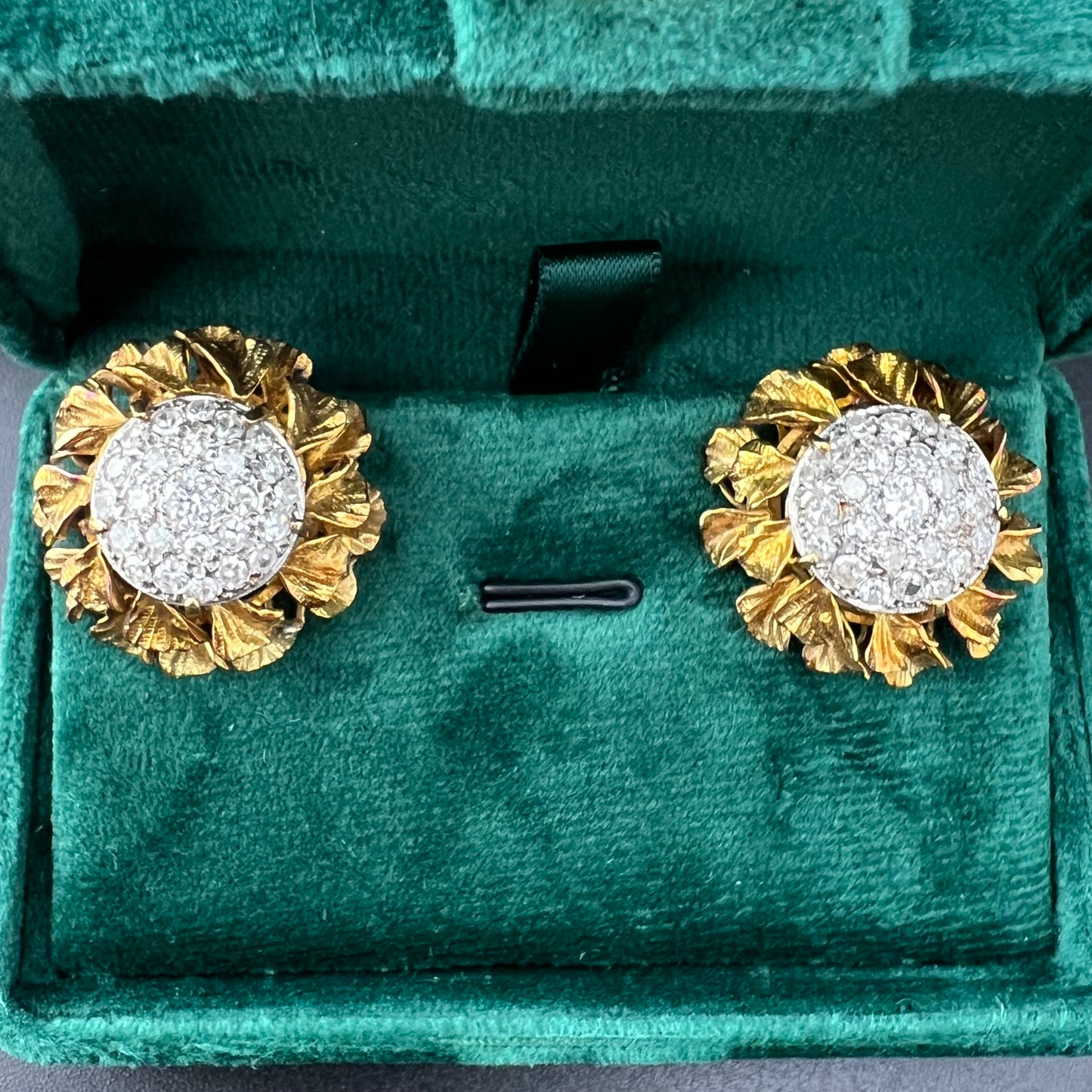 Pair of gold and diamond earrings from the 1950s and 1960s