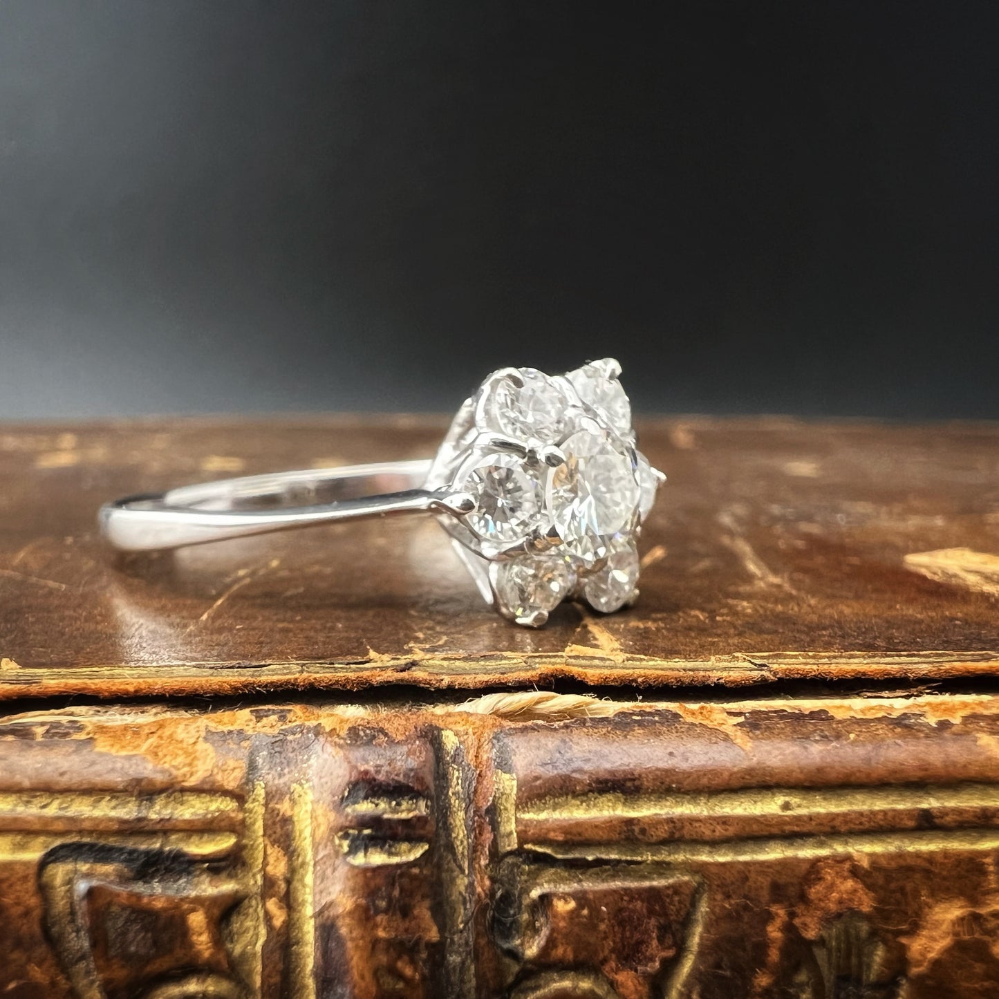 Gänseblümchenring aus 18 Karat Weißgold und Diamanten