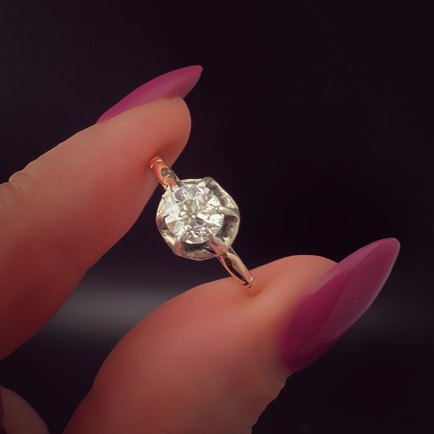 1920s solitaire ring in 18 ct gold with 0.45 old European diamond