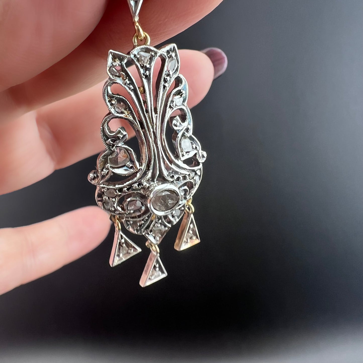 Italy 1930 pendant in gold, silver and diamonds