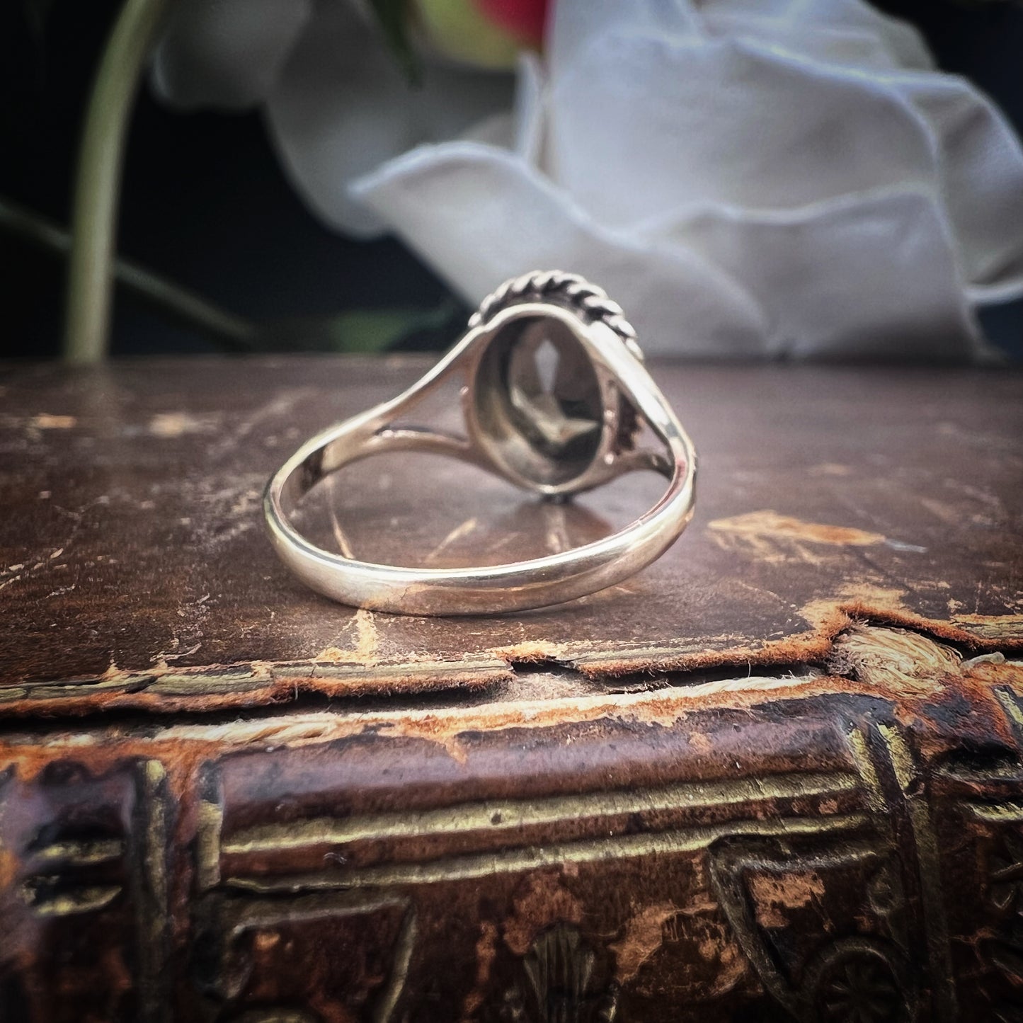 Vintage Gelbgoldring mit Rauchquarz