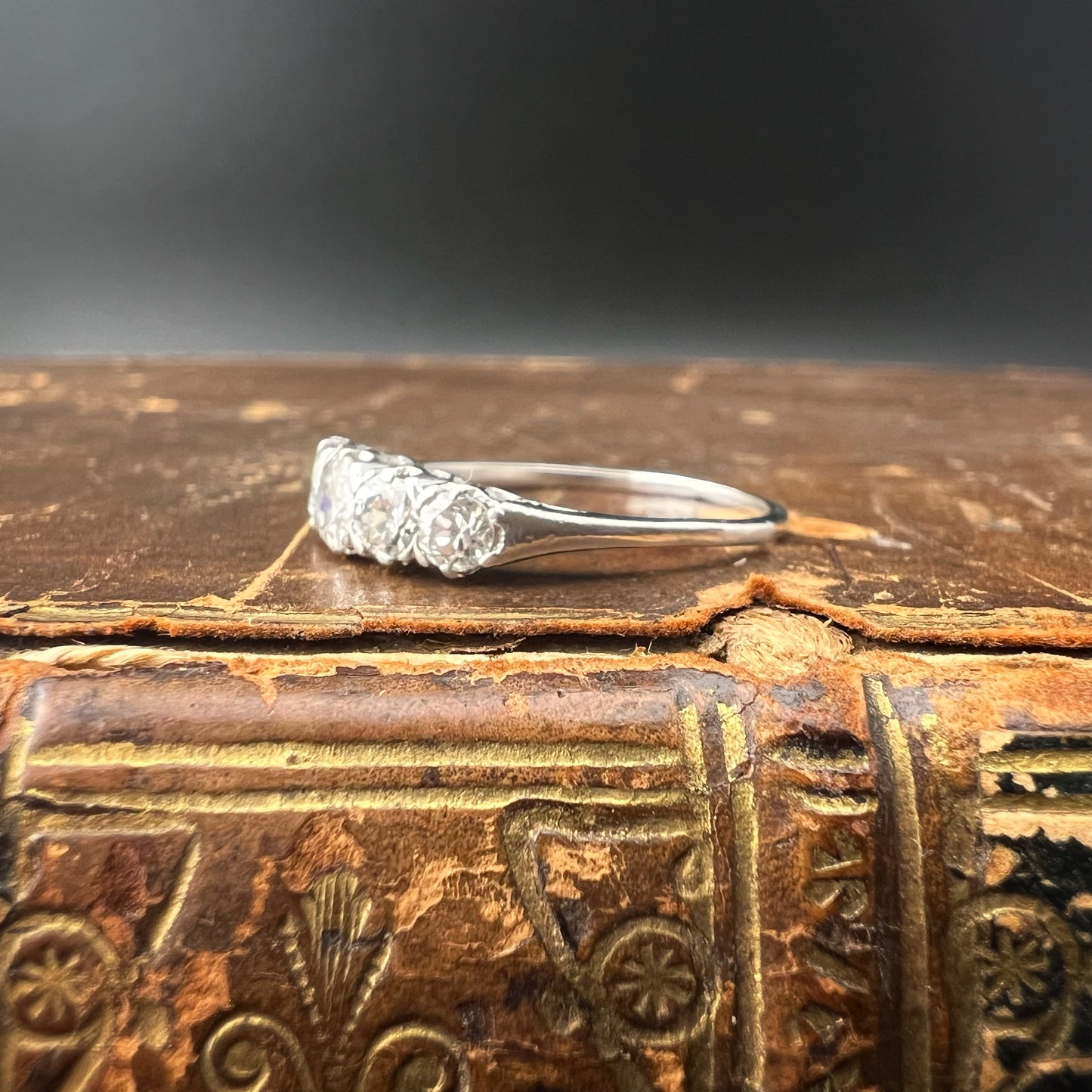 Platinum Ring with Old Mine Cut Diamonds
