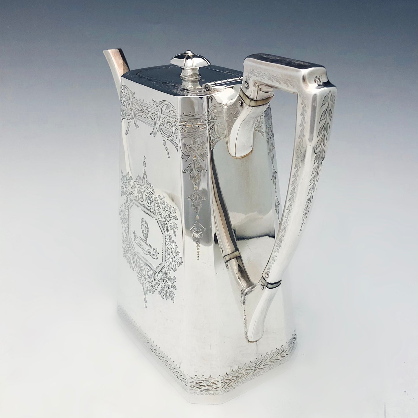 Antico set da tè e caffè 4 pezzi in Sheffield plate 1868