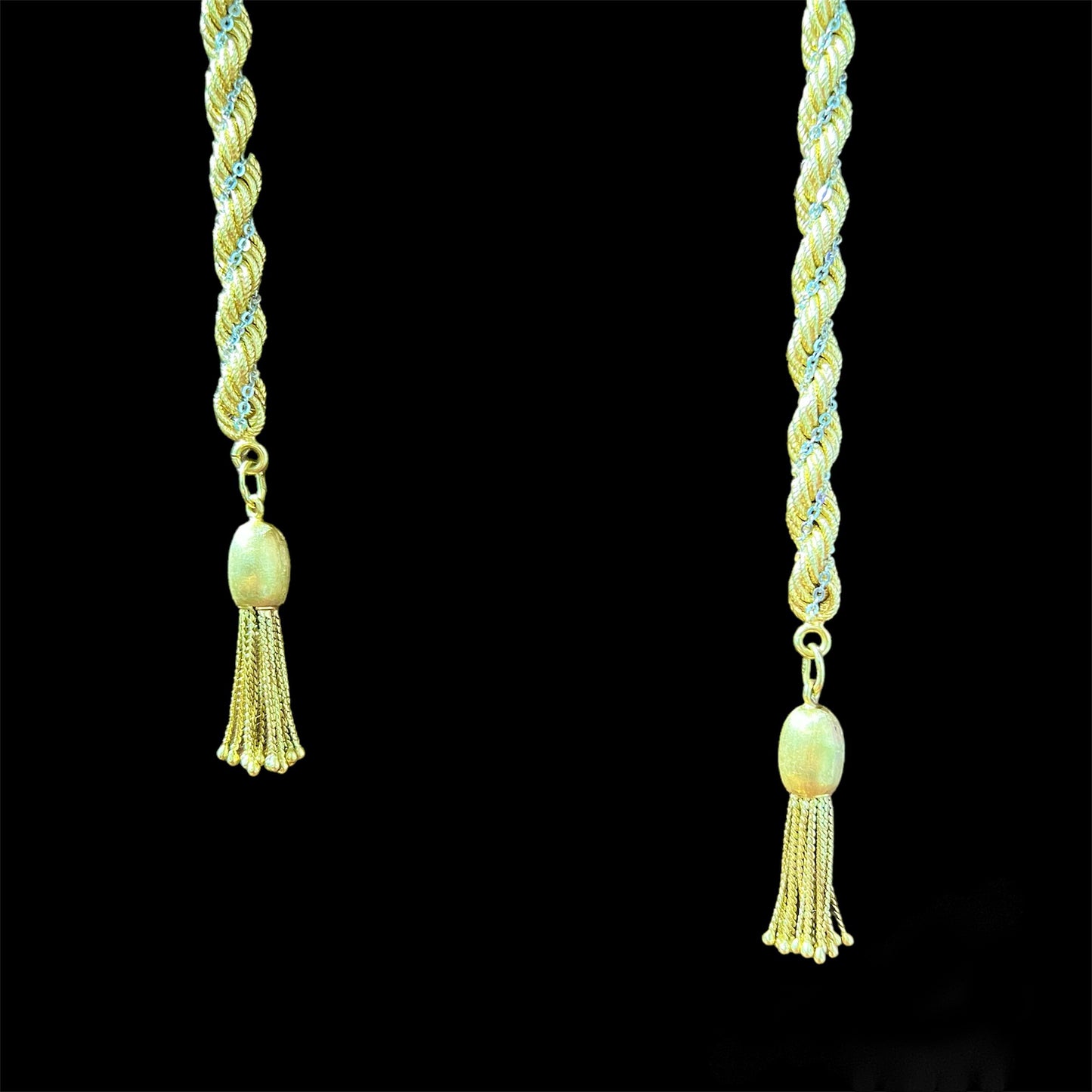 Long torchon necklace in 18k yellow and white gold - Italy 1970
