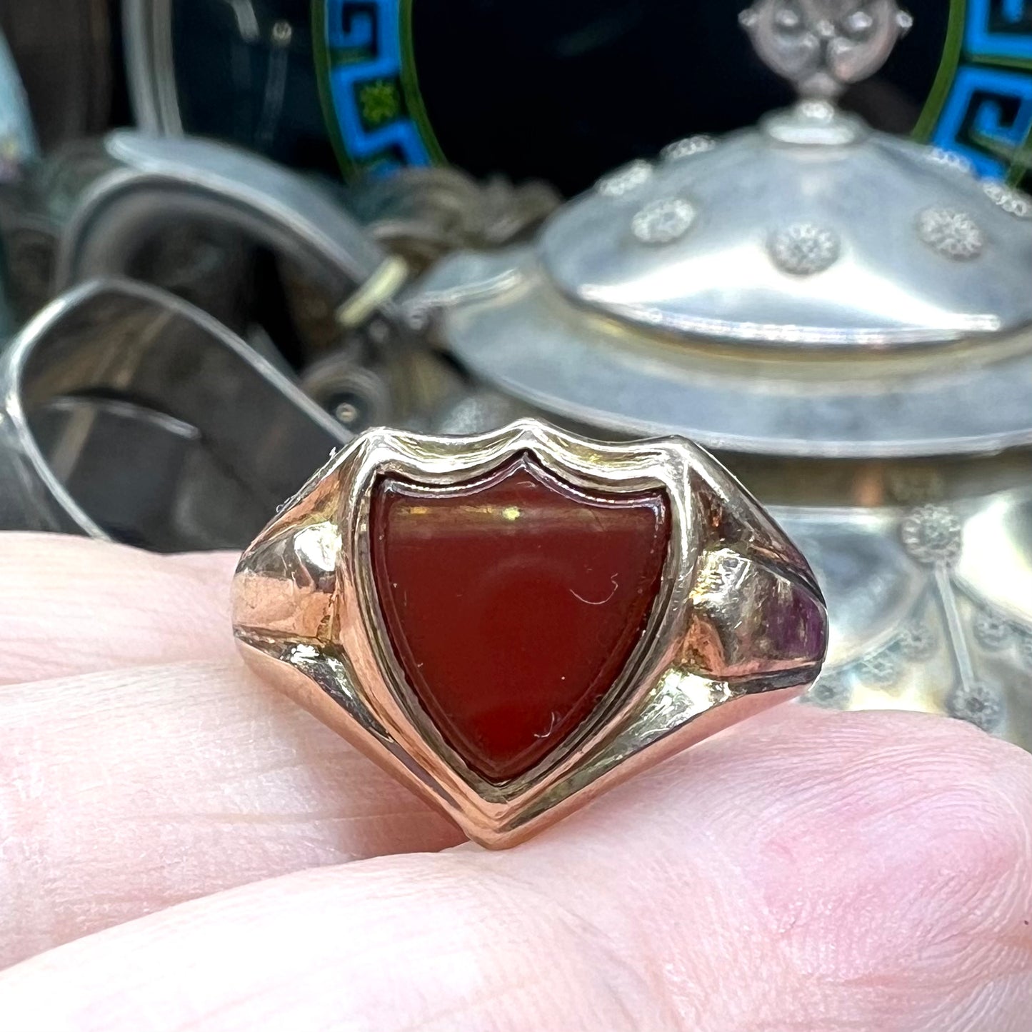 Ring from 1907 chevalier - seal - signet ring with carnelian shield