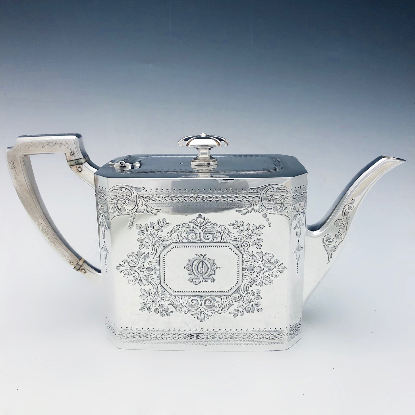 Antico set da tè e caffè 4 pezzi in Sheffield plate 1868