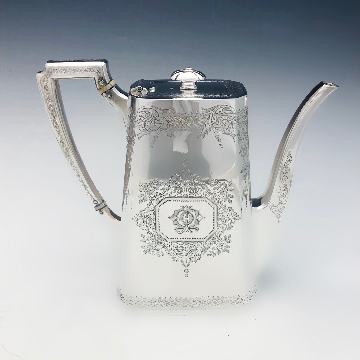 Antico set da tè e caffè 4 pezzi in Sheffield plate 1868