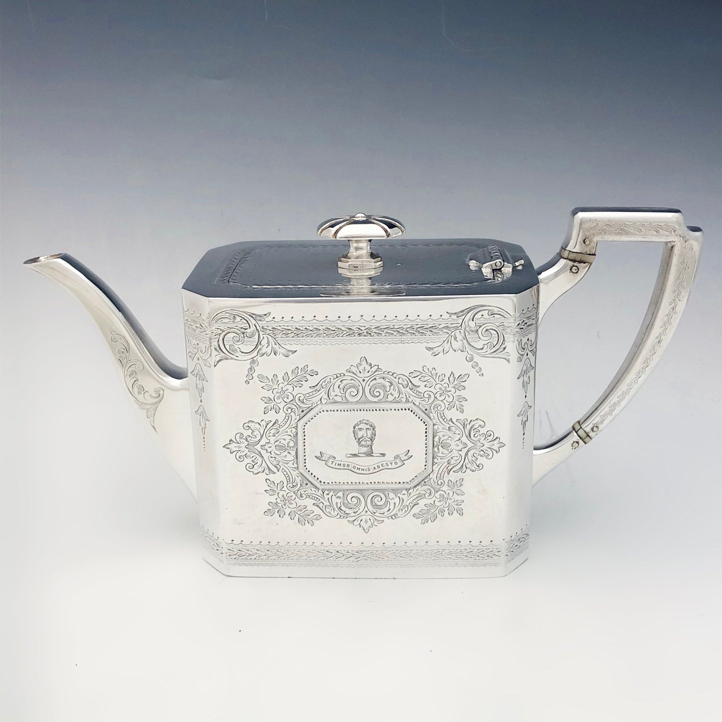 Antico set da tè e caffè 4 pezzi in Sheffield plate 1868