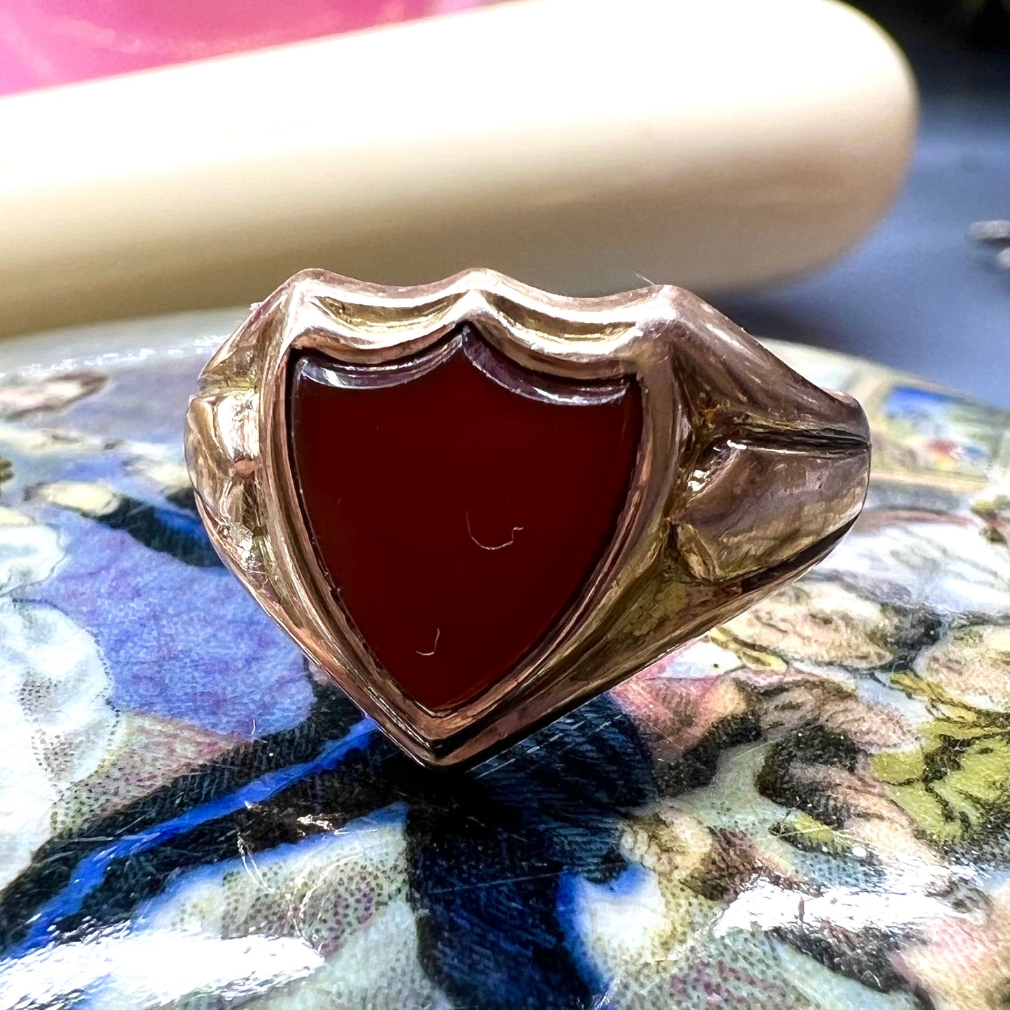 Ring from 1907 chevalier - seal - signet ring with carnelian shield