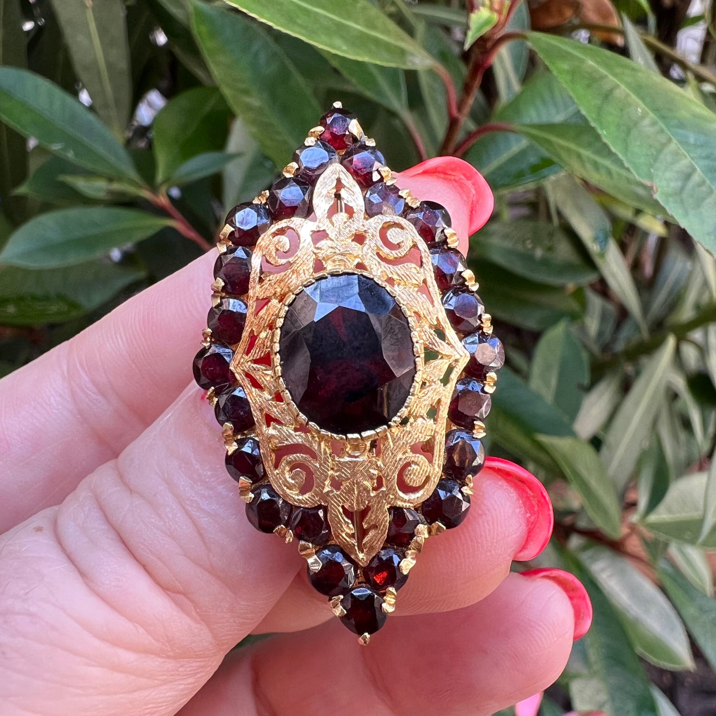 Gold- und Granatbrosche