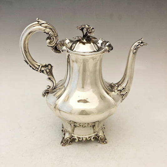 Viktorianische silberne Kaffeekanne, signiert von Charles Reily & George Storer, London 1843