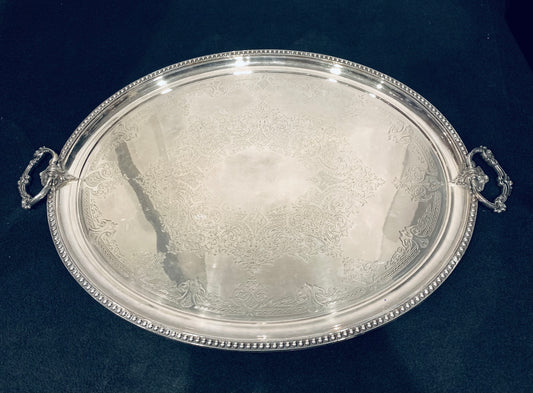 Antikes viktorianisches Sheffield-Tablett mit Klappgriffen.