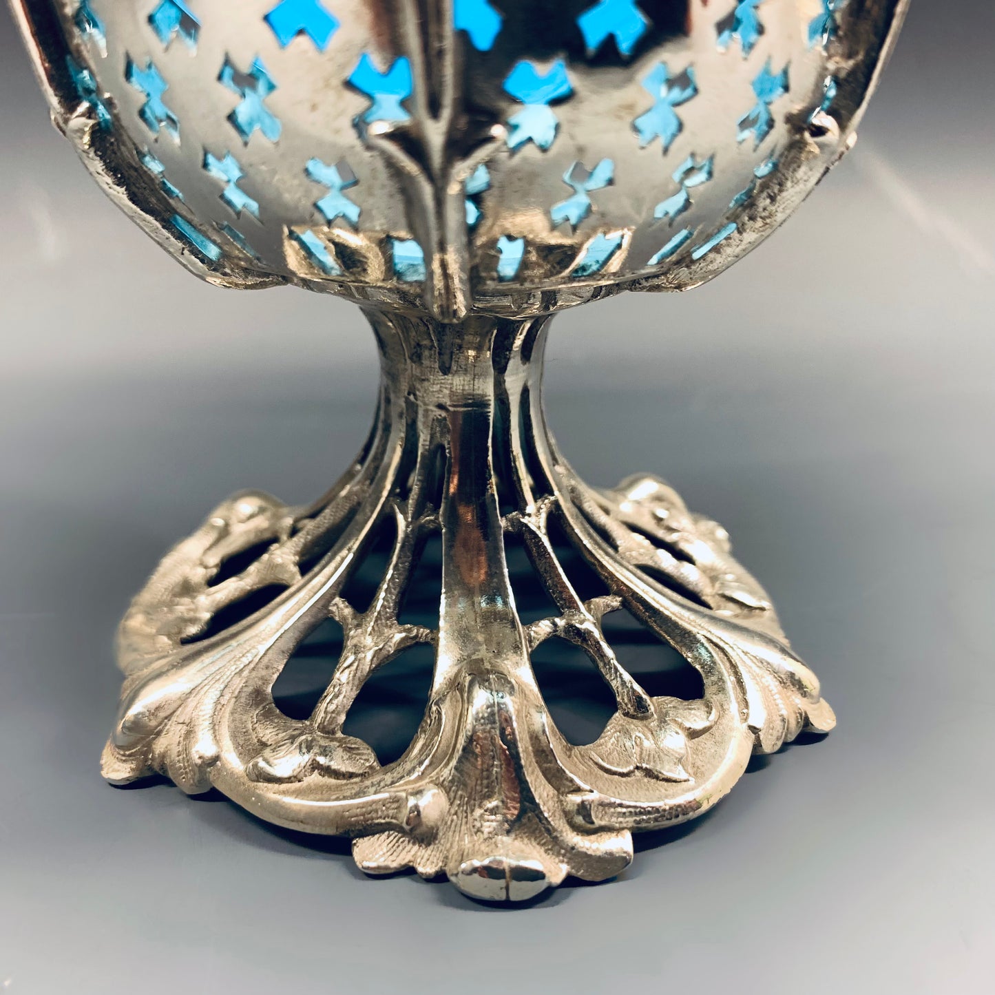 Antike Vase aus Sheffield- und blauem Kristall, ca. 1890