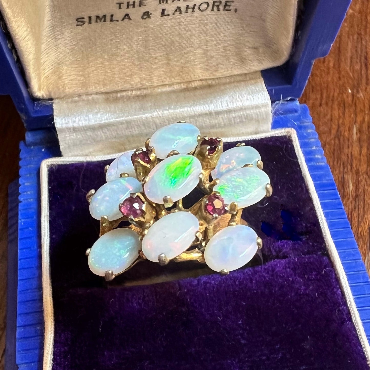Vintage ring with opals and rubies