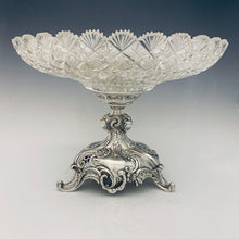 Carica l&#39;immagine nel visualizzatore di Gallery, Antica alzata centrotavola in argento e cristallo molato, realizzata in Russia di fine ‘800
