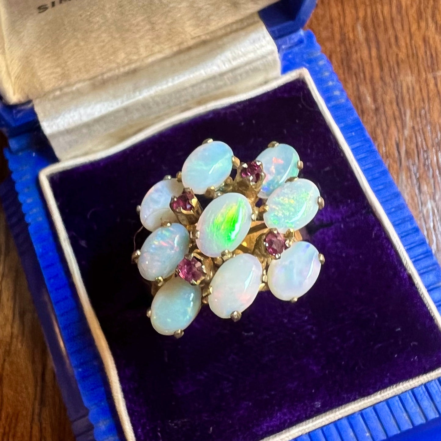 Vintage ring with opals and rubies