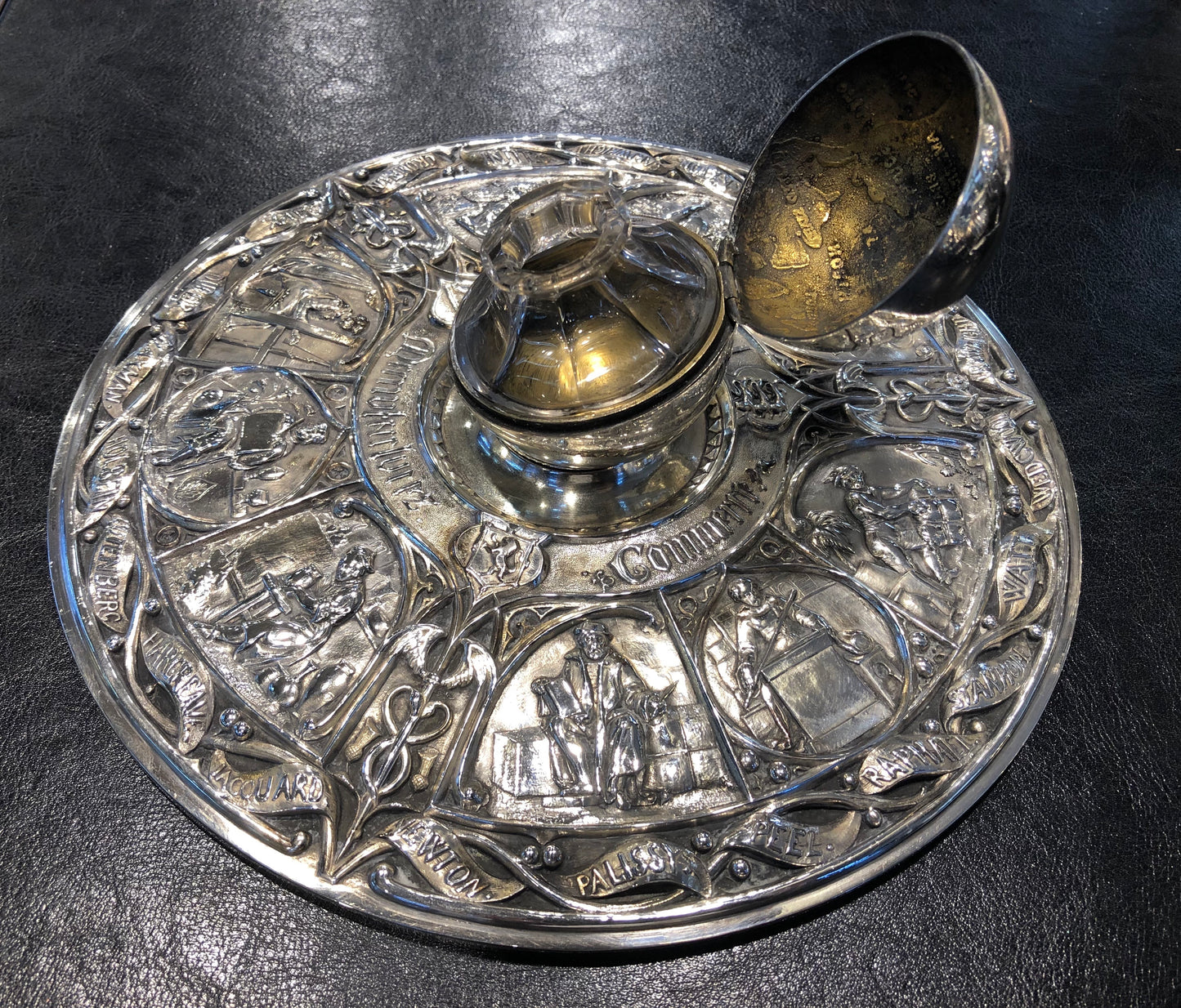 Raro modello di calamaio Elkington Great Exibition 1851 realizzato in Sheffield plate