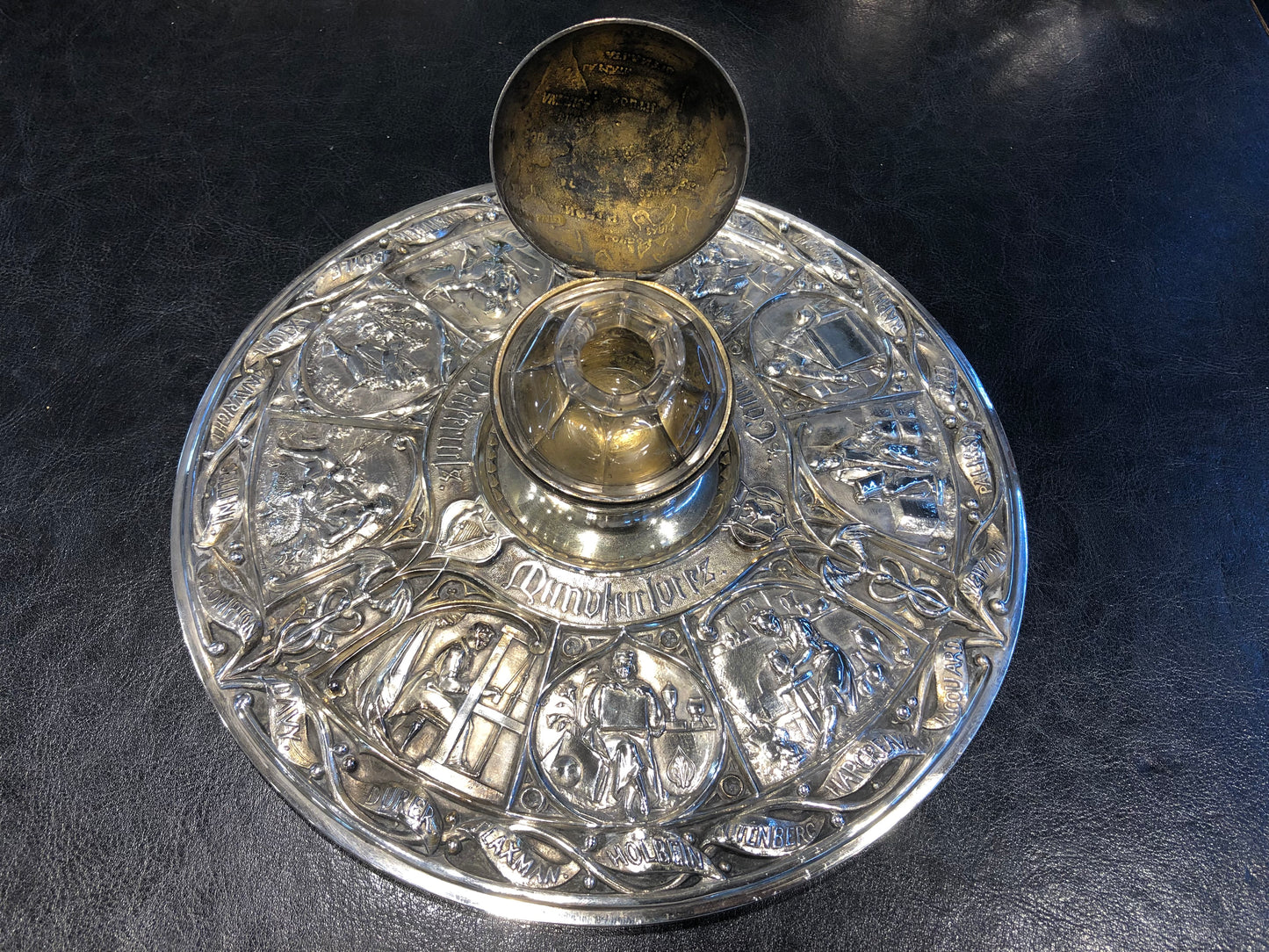 Raro modello di calamaio Elkington Great Exibition 1851 realizzato in Sheffield plate