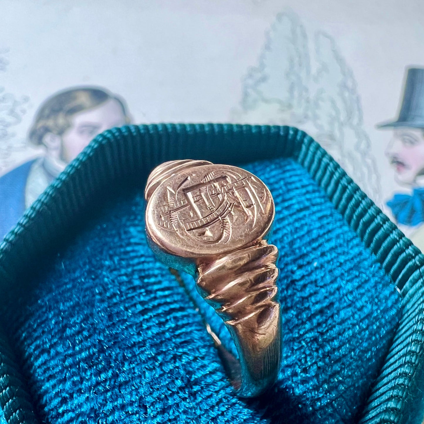 Siegelring - goldener Siegelring - mit Monogramm und Birmingham-Punzen von 1912