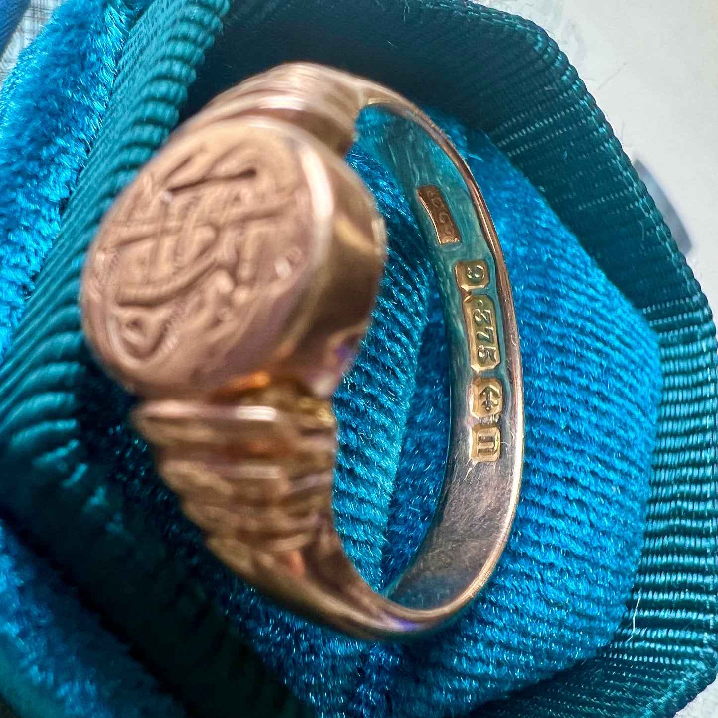 Siegelring - goldener Siegelring - mit Monogramm und Birmingham-Punzen von 1912