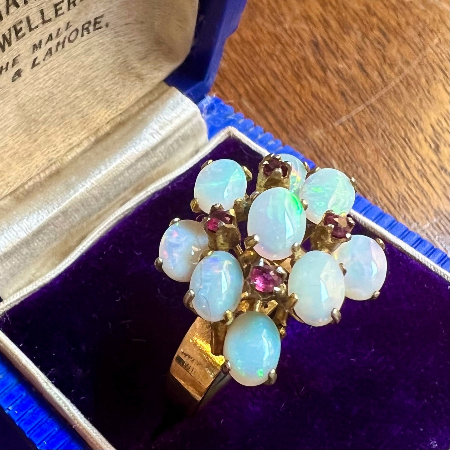 Vintage ring with opals and rubies
