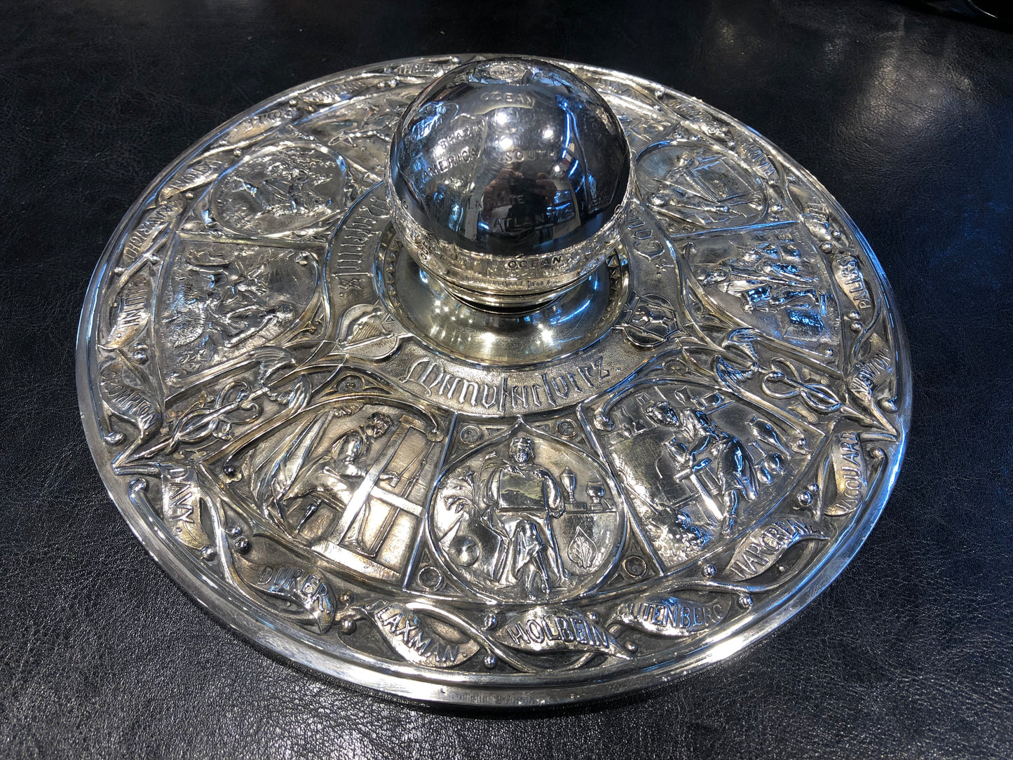 Raro modello di calamaio Elkington Great Exibition 1851 realizzato in Sheffield plate