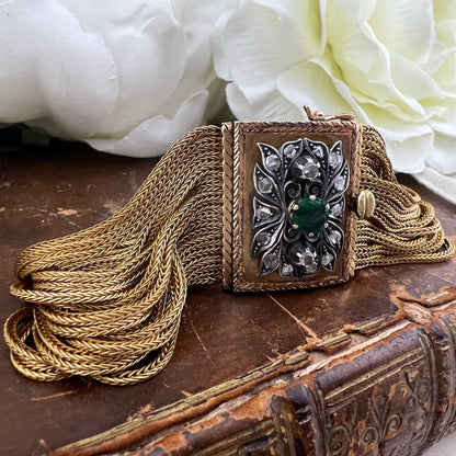 Bracciale italiano in oro 18k smeraldo e diamanti del 1960
