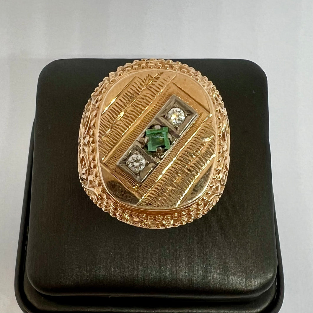 Anello da uomo - chevalier - Russia - oro, smeraldo, diamanti