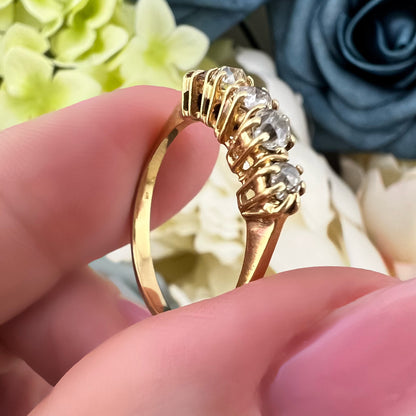 Anello antico riviera diamanti old mine colori assortiti e oro 18k – Primi del ’900