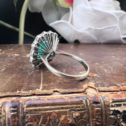 Anello vintage con smeraldo colombiano 4 ct e diamanti – Epoca 1950 ca.