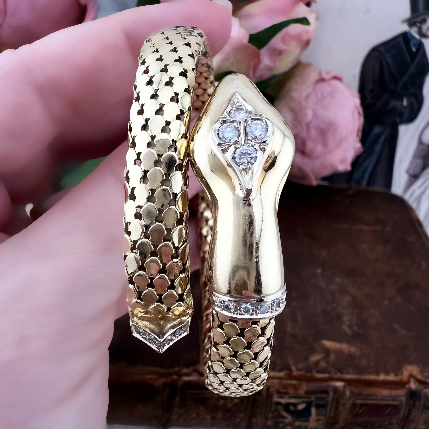 Bracciale Serpente in Oro 18 kt e Diamanti – Italia, anni Settanta