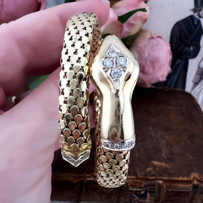 Bracciale Serpente in Oro 18 kt e Diamanti – Italia, anni Settanta