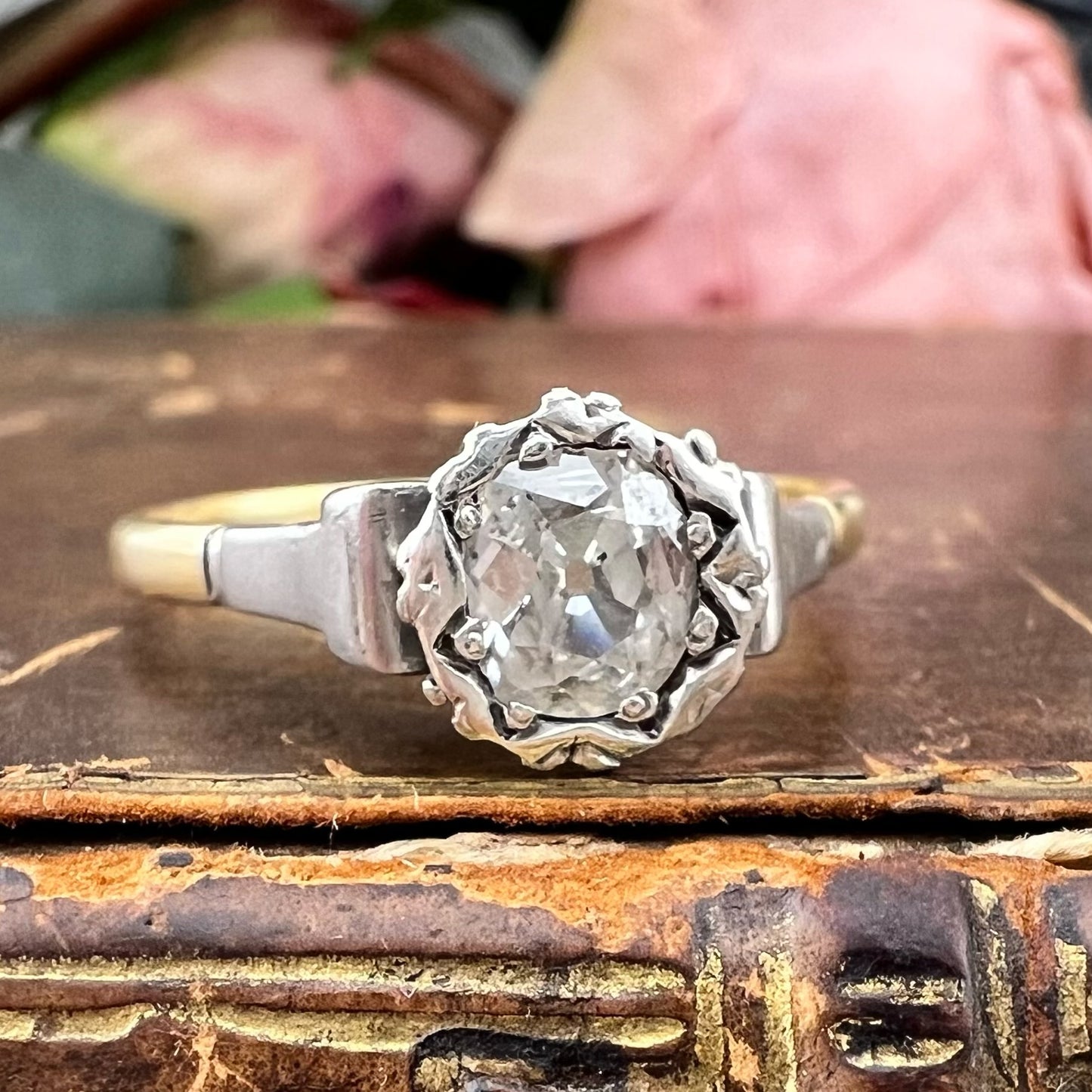 Solitario Art Déco con diamante Old Mine Cut da 0,50 ct, anni ’20