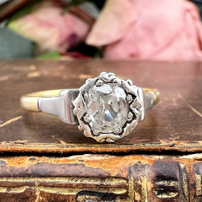 Solitario Art Déco con diamante Old Mine Cut da 0,50 ct, anni ’20
