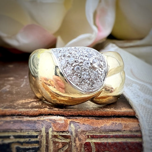 Importante anello a fascia in oro giallo 18 k Italia anni ’80