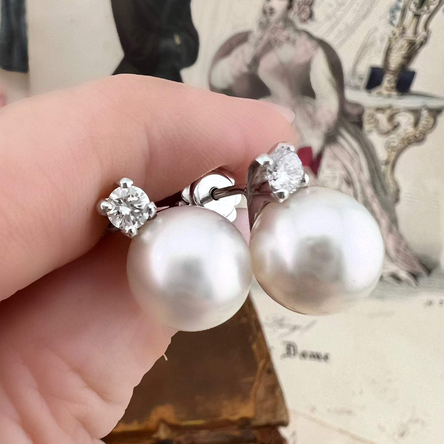 Orecchini perle australiane da mm 10.5 oro e diamanti