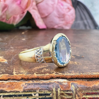 Anello con acquamarina – oro 18k primo Novecento