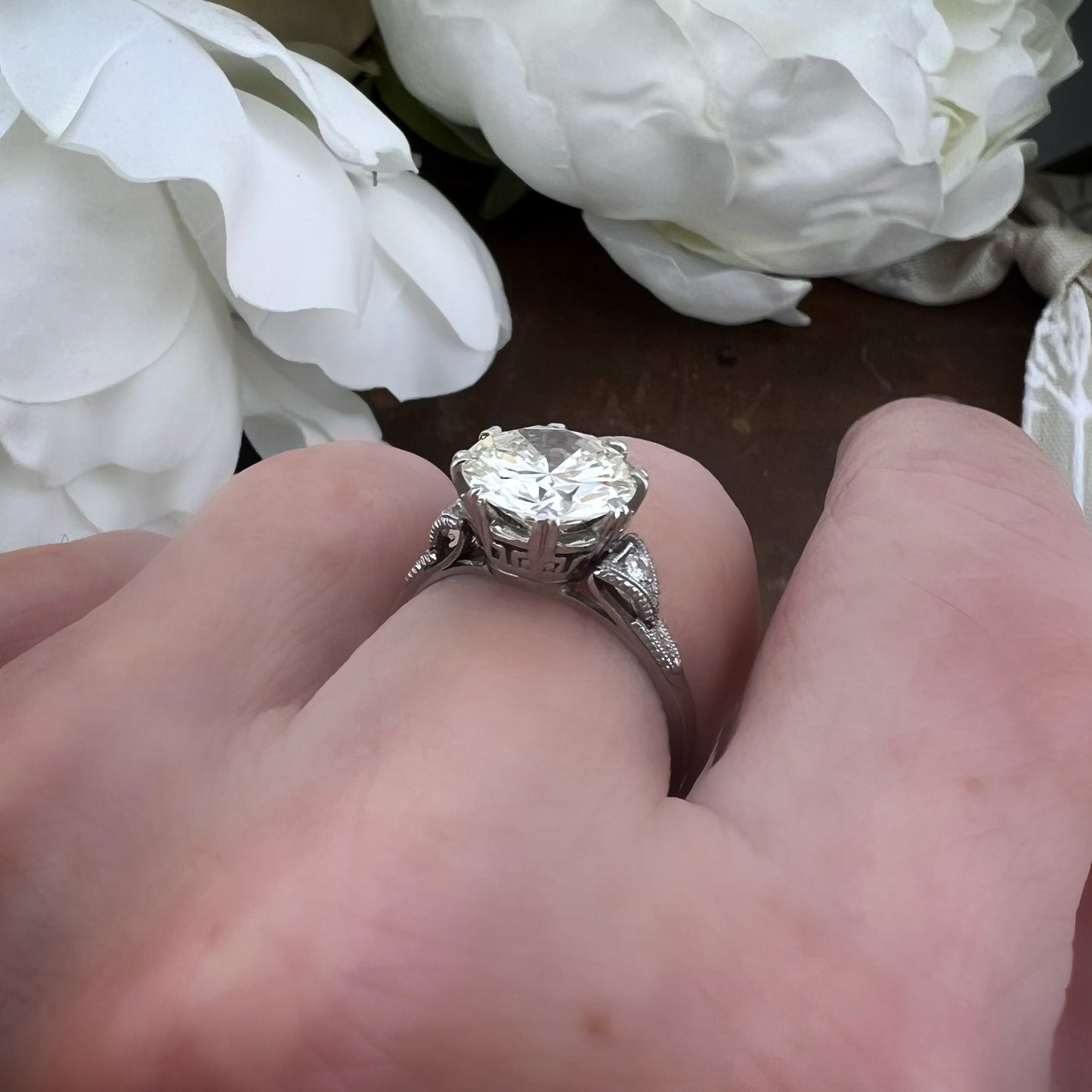 Anello solitario primi ‘900 in platino con diamante 2.70 ct certificato IGI/HRD – Gioiello antico originale