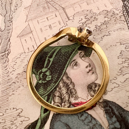 Anello Toi et Moi in oro 18k con diamanti old mine – Nord Europa, anni ’20