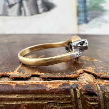 Anello trilogy in oro 18k e platino e diamanti antichi – Europa 1930-1940