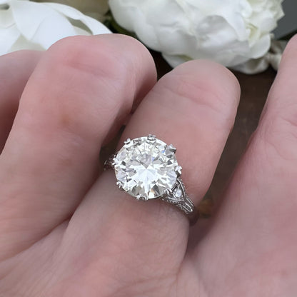 Anello solitario primi ‘900 in platino con diamante 2.70 ct certificato IGI/HRD – Gioiello antico originale